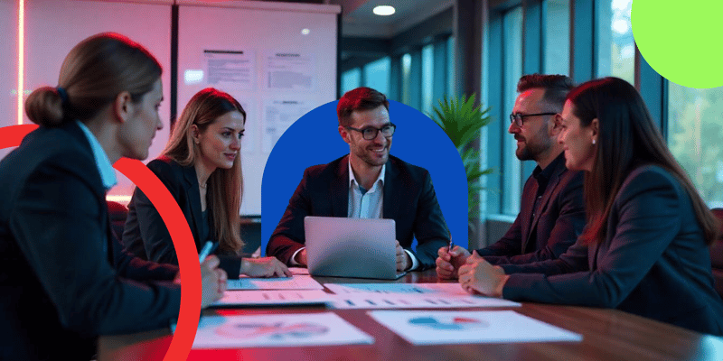 Equipo de ventas teniendo una reunión